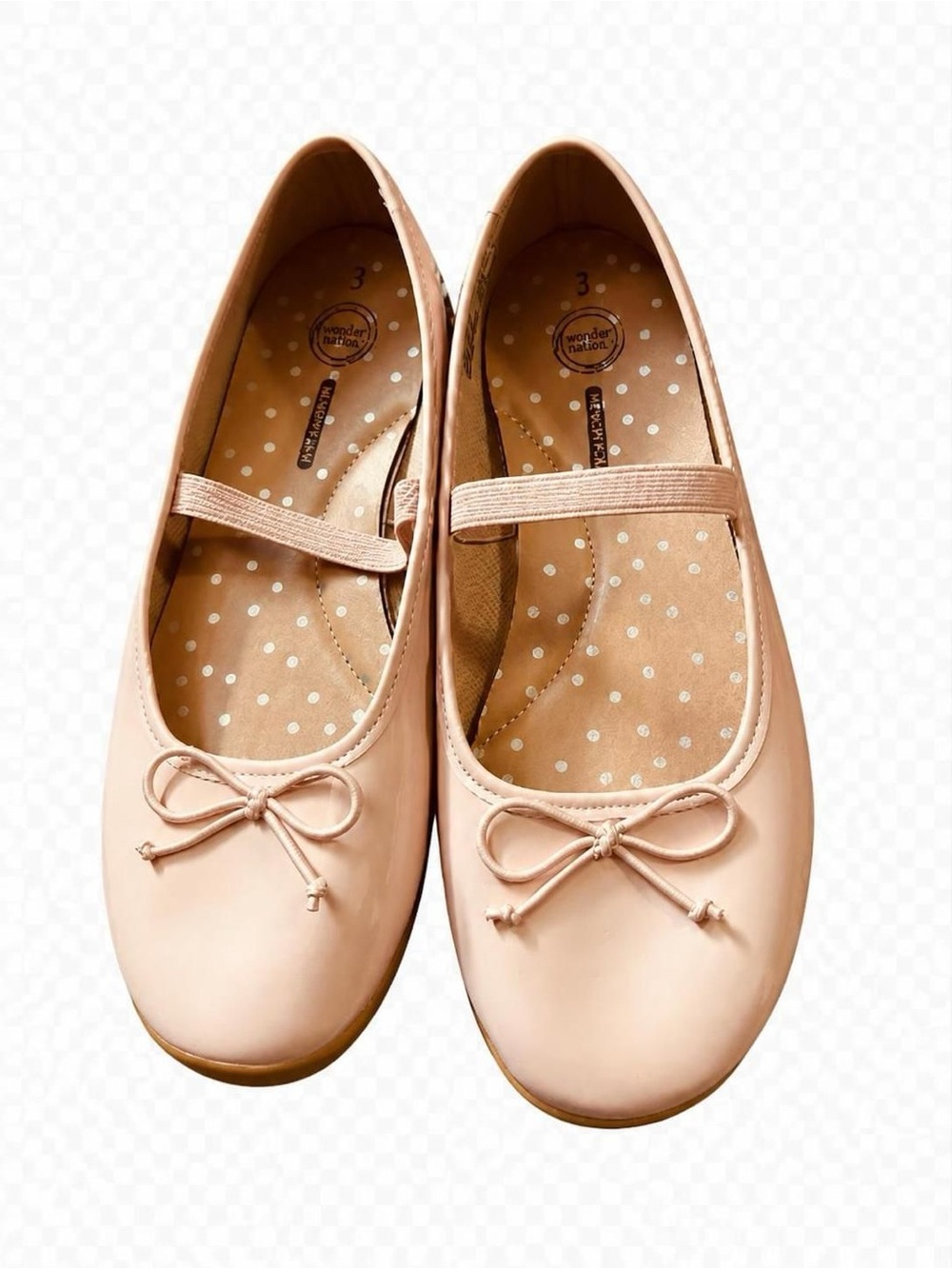 wonder nation Girls' Ballet Flats with Bow - Blush